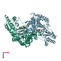 PDB entry 3ue8 coloured by chain, top view.