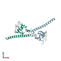 PDB entry 3ued coloured by chain, front view.