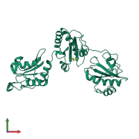 Monomeric assembly 1 of PDB entry 3uem coloured by chemically distinct molecules, front view.