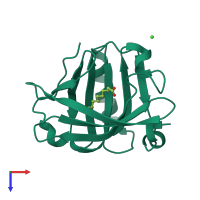 PDB entry 3ueu coloured by chain, top view.