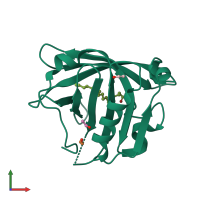 PDB entry 3uex coloured by chain, front view.