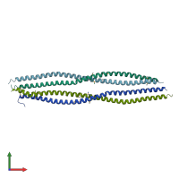 PDB entry 3uf1 coloured by chain, front view.