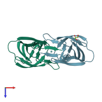 PDB entry 3uf3 coloured by chain, top view.