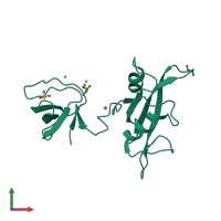PDB entry 3uf4 coloured by chain, front view.