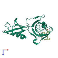 PDB entry 3uf8 coloured by chain, top view.