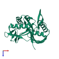 PDB entry 3ufc coloured by chain, top view.