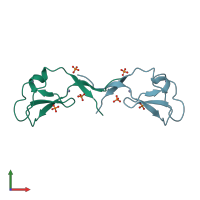 PDB entry 3uff coloured by chain, front view.