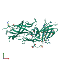 PDB entry 3ufi coloured by chain, front view.