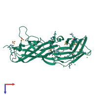 PDB entry 3ufi coloured by chain, top view.