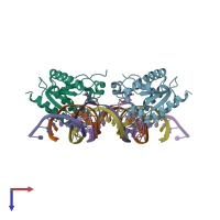 PDB entry 3ufj coloured by chain, top view.