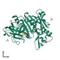 PDB entry 3ufl coloured by chain, front view.