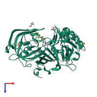 PDB entry 3ufl coloured by chain, top view.