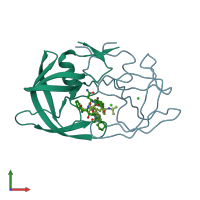 PDB entry 3ufn coloured by chain, front view.