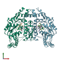 PDB entry 3uft coloured by chain, front view.