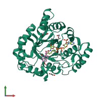 PDB entry 3ufy coloured by chain, front view.