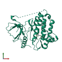 PDB entry 3ug1 coloured by chain, front view.