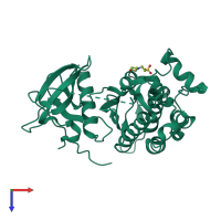 PDB entry 3ug1 coloured by chain, top view.