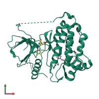 PDB entry 3ug2 coloured by chain, front view.