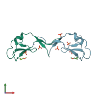 PDB entry 3ugi coloured by chain, front view.