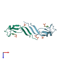 PDB entry 3ugi coloured by chain, top view.