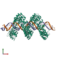 PDB entry 3ugm coloured by chain, front view.