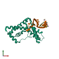 PDB entry 3ugp coloured by chain, front view.