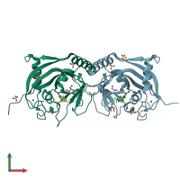 PDB entry 3uh4 coloured by chain, front view.