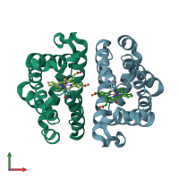 PDB entry 3uhb coloured by chain, front view.