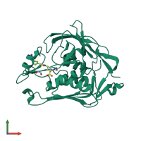 Monomeric assembly 1 of PDB entry 3uhm coloured by chemically distinct molecules, front view.