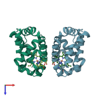 PDB entry 3uhr coloured by chain, top view.