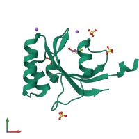 PDB entry 3ui5 coloured by chain, front view.