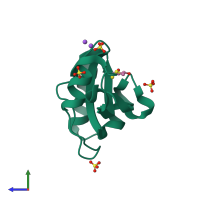 PDB entry 3ui5 coloured by chain, side view.
