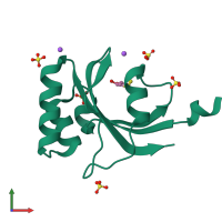 PDB entry 3ui6 coloured by chain, front view.