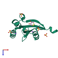 PDB entry 3ui6 coloured by chain, top view.