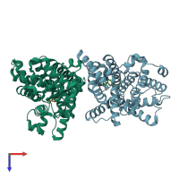 PDB entry 3ui7 coloured by chain, top view.
