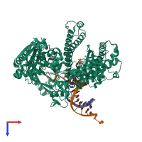 PDB entry 3uiq coloured by chain, top view.
