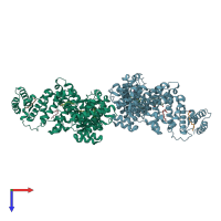 PDB entry 3uiv coloured by chain, top view.