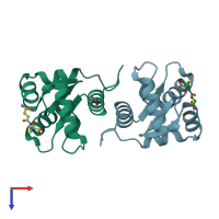 PDB entry 3uiw coloured by chain, top view.
