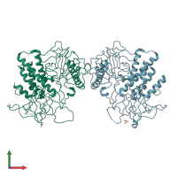 PDB entry 3uj4 coloured by chain, front view.