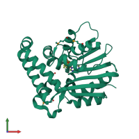 PDB entry 3uj6 coloured by chain, front view.