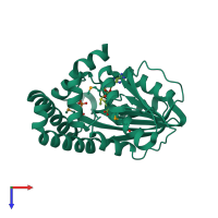 PDB entry 3uj6 coloured by chain, top view.