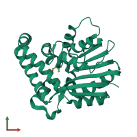 PDB entry 3uj9 coloured by chain, front view.