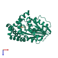 PDB entry 3uj9 coloured by chain, top view.