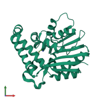 PDB entry 3uja coloured by chain, front view.