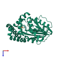 PDB entry 3uja coloured by chain, top view.