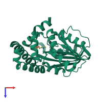 PDB entry 3ujc coloured by chain, top view.