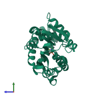 PDB entry 3ujd coloured by chain, side view.