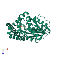 PDB entry 3ujd coloured by chain, top view.