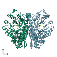 PDB entry 3ujr coloured by chain, front view.