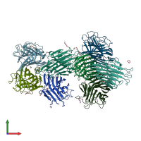 PDB entry 3uk9 coloured by chain, front view.